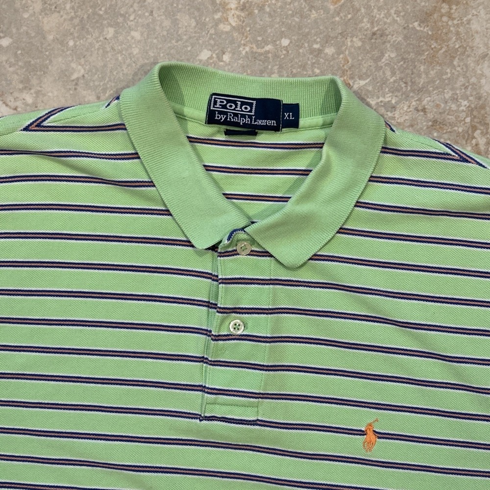 Polo by Ralph Lauren Polo Men's XL Green Stripe Short Sleeve Shirt Cotton Preppy